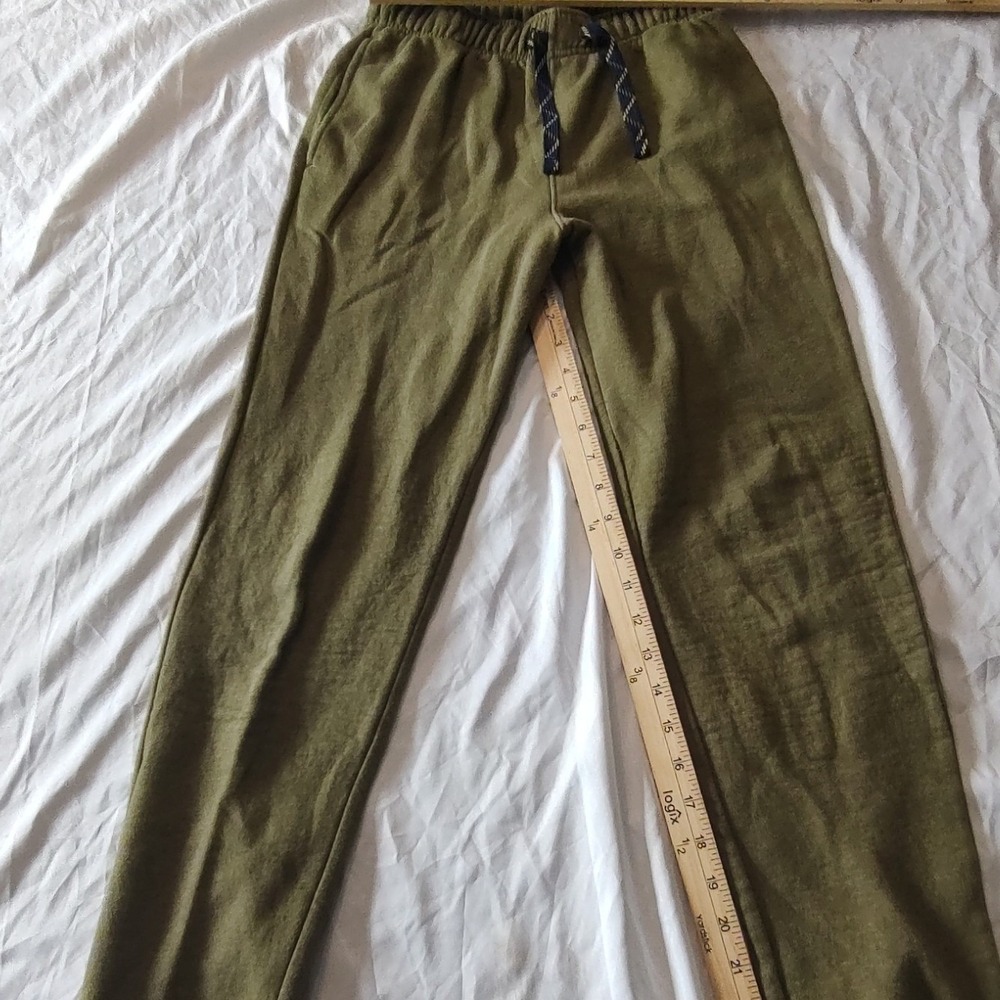 Cat & Jack Jogger Pants Kids S 6/7 Olive Green Excellent Fleece Lined Drawstring